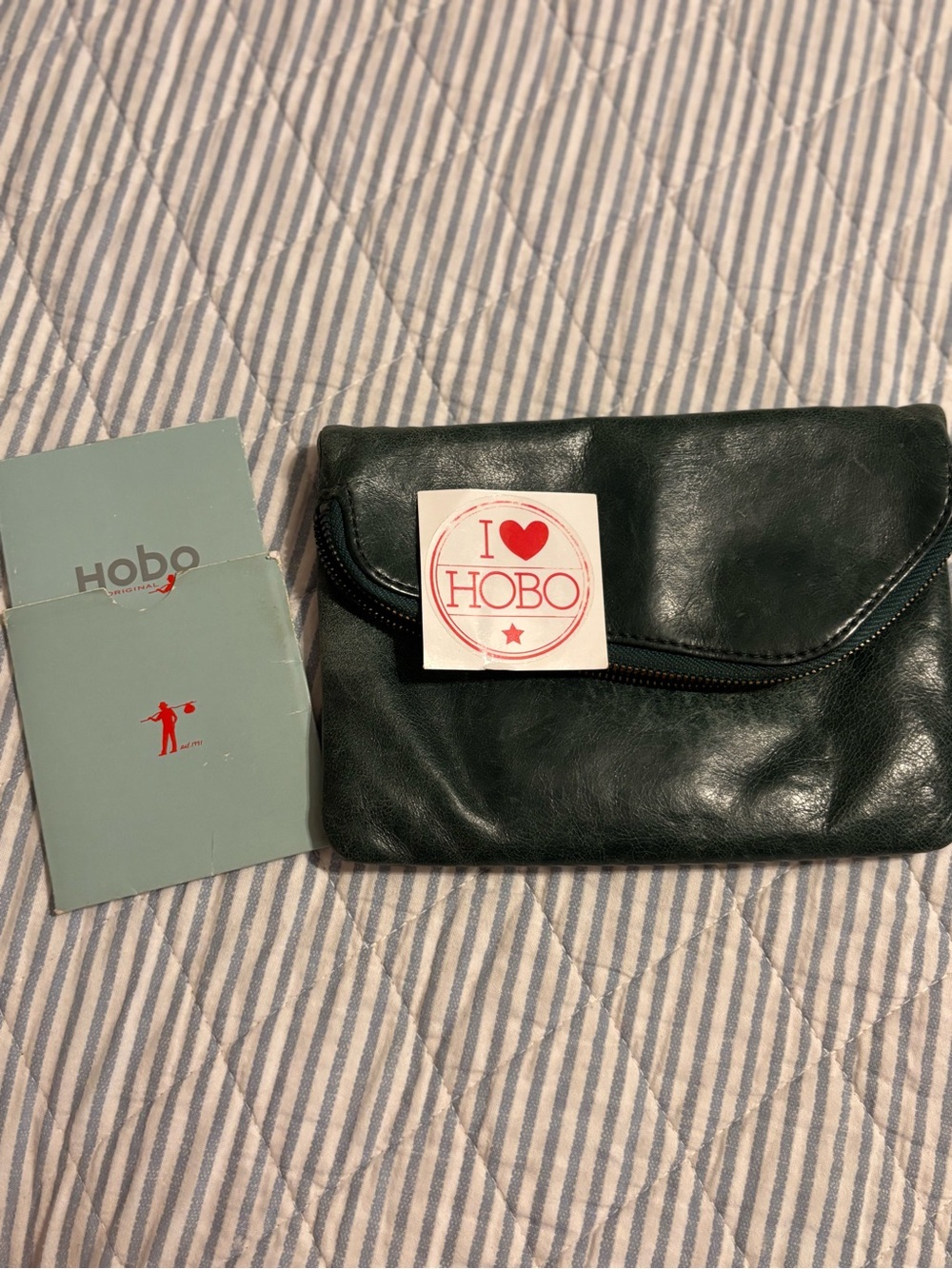 HOBO Forest Green Leather Zip Wallet
